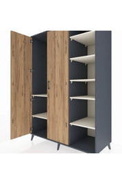 Kronos Dolap 7 Raflı 2 Kapaklı Tek Askılı 132x59x195 Antrasit-Çam/Aytaşı