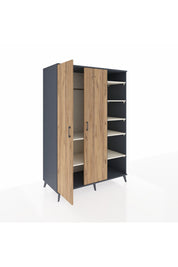 Kronos Dolap 7 Raflı 2 Kapaklı Tek Askılı 132x59x195 Antrasit-Çam/Aytaşı