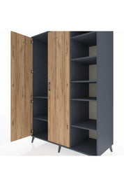 Kronos Dolap 7 Raflı 2 Kapaklı Tek Askılı 132x59x195 Antrasit-Çam/Antrasit