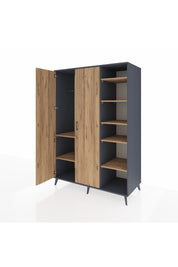 Kronos Dolap 7 Raflı 2 Kapaklı Tek Askılı 132x59x195 Antrasit-Çam/Çam