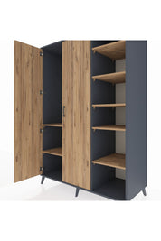 Kronos Dolap 7 Raflı 2 Kapaklı Tek Askılı 132x59x195 Antrasit-Çam/Çam