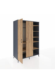 Kronos Dolap 7 Raflı 2 Kapaklı Tek Askılı 132x59x195 Antrasit-Çam/Çam