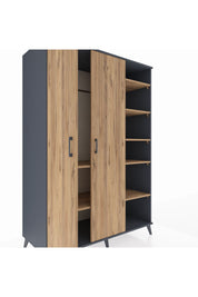 Kronos Dolap 7 Raflı 2 Kapaklı Tek Askılı 132x59x195 Antrasit-Çam/Çam