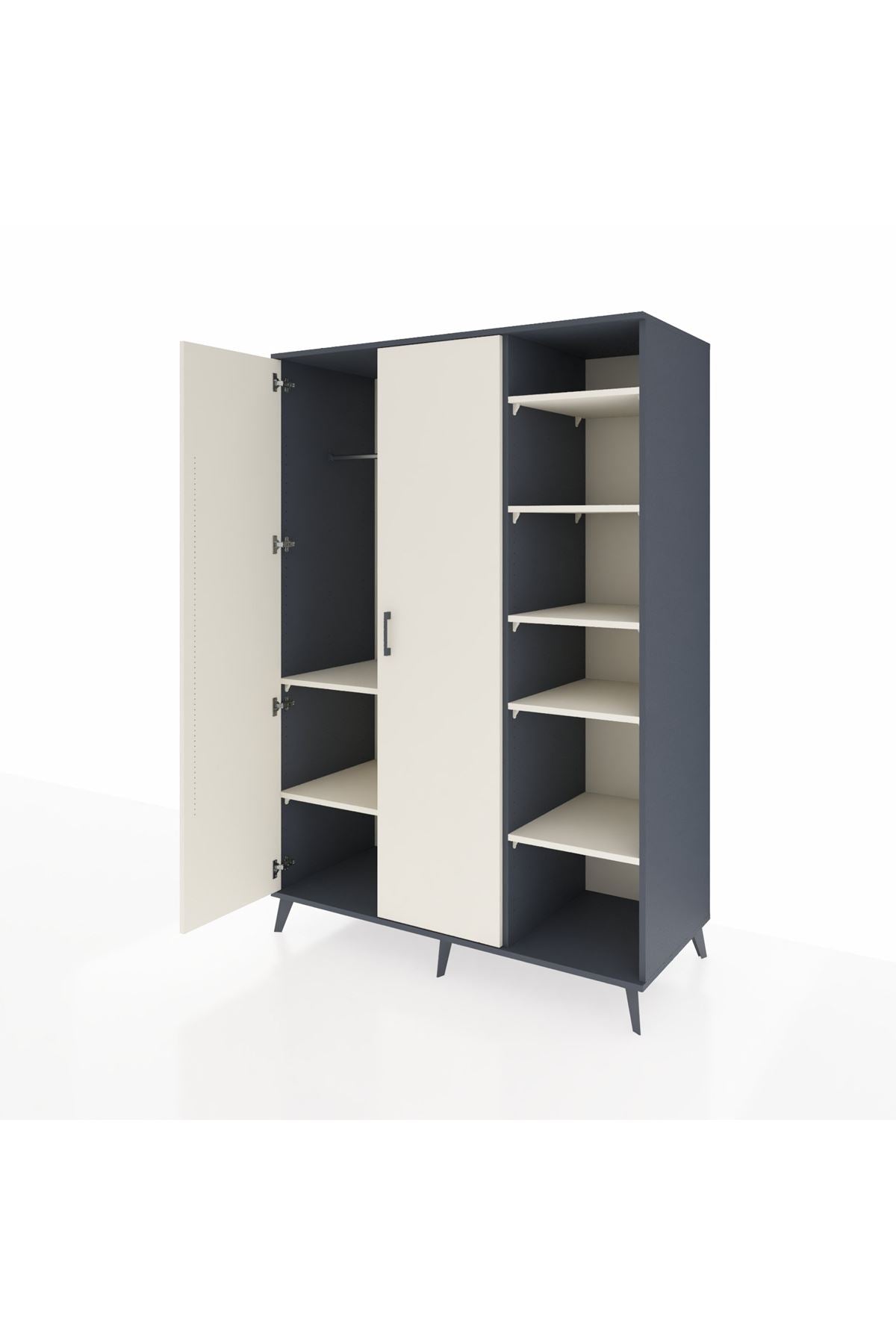 Kronos Dolap 7 Raflı 2 Kapaklı Tek Askılı 132x59x195 Antrasit-Aytaşı/Aytaşı