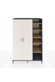 Kronos Dolap 7 Raflı 2 Kapaklı Tek Askılı 132x59x195 Antrasit-Aytaşı/Çam