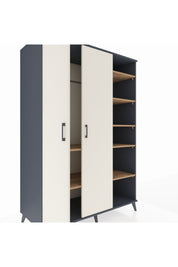 Kronos Dolap 7 Raflı 2 Kapaklı Tek Askılı 132x59x195 Antrasit-Aytaşı/Çam