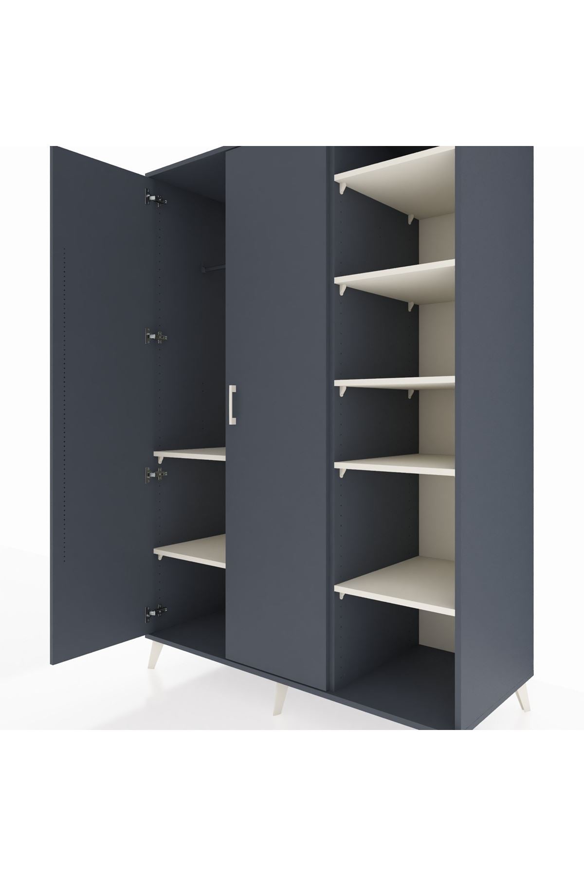 Kronos Dolap 7 Raflı 2 Kapaklı Tek Askılı 132x59x195 Antrasit-Antrasit/Aytaşı