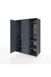 Kronos Dolap 7 Raflı 2 Kapaklı Tek Askılı 132x59x195 Antrasit-Antrasit/Antrasit