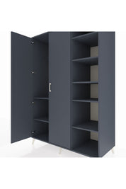 Kronos Dolap 7 Raflı 2 Kapaklı Tek Askılı 132x59x195 Antrasit-Antrasit/Antrasit