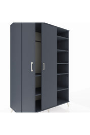 Kronos Dolap 7 Raflı 2 Kapaklı Tek Askılı 132x59x195 Antrasit-Antrasit/Antrasit