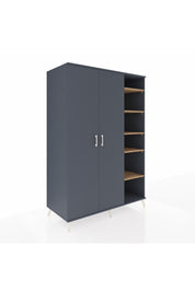 Kronos Dolap 7 Raflı 2 Kapaklı Tek Askılı 132x59x195 Antrasit-Antrasit/Çam