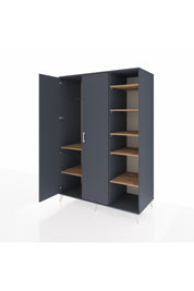 Kronos Dolap 7 Raflı 2 Kapaklı Tek Askılı 132x59x195 Antrasit-Antrasit/Çam