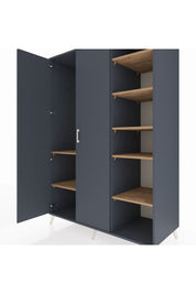 Kronos Dolap 7 Raflı 2 Kapaklı Tek Askılı 132x59x195 Antrasit-Antrasit/Çam