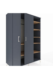 Kronos Dolap 7 Raflı 2 Kapaklı Tek Askılı 132x59x195 Antrasit-Antrasit/Çam