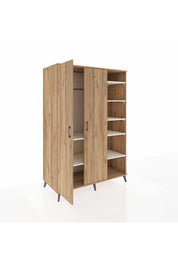 Kronos Dolap 7 Raflı 2 Kapaklı Tek Askılı 132x59x195 Çam-Çam/Aytaşı