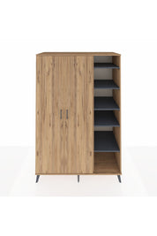 Kronos Dolap 7 Raflı 2 Kapaklı Tek Askılı 132x59x195 Çam-Çam/Antrasit