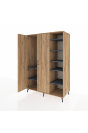 Kronos Dolap 7 Raflı 2 Kapaklı Tek Askılı 132x59x195 Çam-Çam/Antrasit