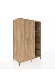 Kronos Dolap 7 Raflı 2 Kapaklı Tek Askılı 132x59x195 Çam-Çam/Antrasit