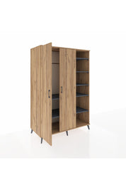 Kronos Dolap 7 Raflı 2 Kapaklı Tek Askılı 132x59x195 Çam-Çam/Antrasit