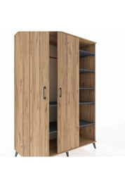 Kronos Dolap 7 Raflı 2 Kapaklı Tek Askılı 132x59x195 Çam-Çam/Antrasit