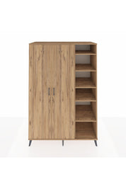 Kronos Dolap 7 Raflı 2 Kapaklı Tek Askılı 132x59x195 Çam-Çam/Çam