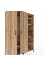 Kronos Dolap 7 Raflı 2 Kapaklı Tek Askılı 132x59x195 Çam-Çam/Çam