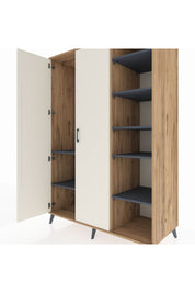 Kronos Dolap 7 Raflı 2 Kapaklı Tek Askılı 132x59x195 Çam-Aytaşı/Antrasit