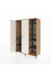 Kronos Dolap 7 Raflı 2 Kapaklı Tek Askılı 132x59x195 Çam-Aytaşı/Antrasit