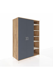 Kronos Dolap 7 Raflı 2 Kapaklı Tek Askılı 132x59x195 Çam-Antrasit/Aytaşı