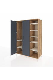 Kronos Dolap 7 Raflı 2 Kapaklı Tek Askılı 132x59x195 Çam-Antrasit/Aytaşı