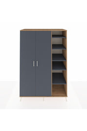 Kronos Dolap 7 Raflı 2 Kapaklı Tek Askılı 132x59x195 Çam-Antrasit/Antrasit