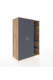 Kronos Dolap 7 Raflı 2 Kapaklı Tek Askılı 132x59x195 Çam-Antrasit/Antrasit