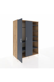 Kronos Dolap 7 Raflı 2 Kapaklı Tek Askılı 132x59x195 Çam-Antrasit/Antrasit