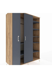 Kronos Dolap 7 Raflı 2 Kapaklı Tek Askılı 132x59x195 Çam-Antrasit/Antrasit