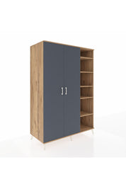 Kronos Dolap 7 Raflı 2 Kapaklı Tek Askılı 132x59x195 Çam-Antrasit/Çam