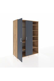 Kronos Dolap 7 Raflı 2 Kapaklı Tek Askılı 132x59x195 Çam-Antrasit/Çam