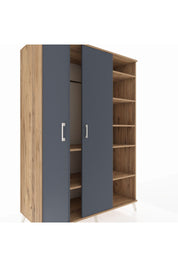 Kronos Dolap 7 Raflı 2 Kapaklı Tek Askılı 132x59x195 Çam-Antrasit/Çam