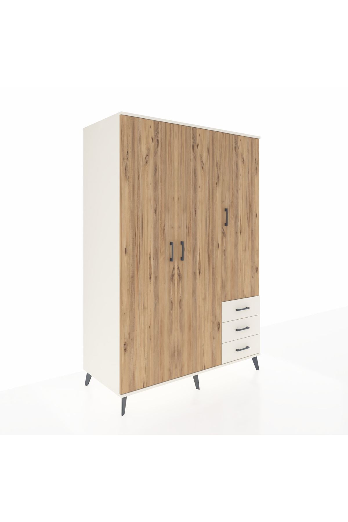 Kronos Dolap 6 Raflı 3 Çekmeceli Tek Askılı 132x59x195 Aytaşı-Çam/Aytaşı