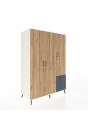 Kronos Dolap 6 Raflı 3 Çekmeceli Tek Askılı 132x59x195 Aytaşı-Çam/Antrasit