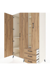 Kronos Dolap 6 Raflı 3 Çekmeceli Tek Askılı 132x59x195 Aytaşı-Çam/Çam