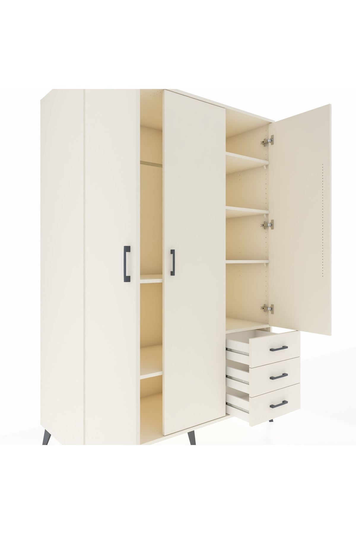 Kronos Dolap 6 Raflı 3 Çekmeceli Tek Askılı 132x59x195 Aytaşı-Aytaşı/Aytaşı