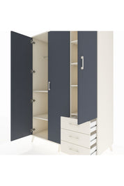 Kronos Dolap 6 Raflı 3 Çekmeceli Tek Askılı 132x59x195 Aytaşı-Antrasit/Aytaşı