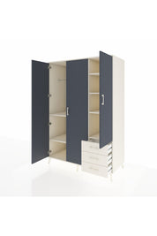 Kronos Dolap 6 Raflı 3 Çekmeceli Tek Askılı 132x59x195 Aytaşı-Antrasit/Aytaşı