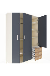 Kronos Dolap 6 Raflı 3 Çekmeceli Tek Askılı 132x59x195 Aytaşı-Antrasit/Çam