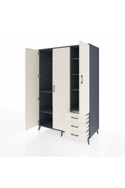 Kronos Dolap 6 Raflı 3 Çekmeceli Tek Askılı 132x59x195 Antrasit-Aytaşı/Aytaşı