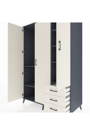 Kronos Dolap 6 Raflı 3 Çekmeceli Tek Askılı 132x59x195 Antrasit-Aytaşı/Aytaşı