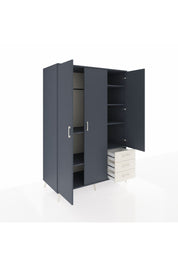 Kronos Dolap 6 Raflı 3 Çekmeceli Tek Askılı 132x59x195 Antrasit-Antrasit/Aytaşı