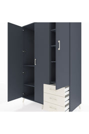 Kronos Dolap 6 Raflı 3 Çekmeceli Tek Askılı 132x59x195 Antrasit-Antrasit/Aytaşı