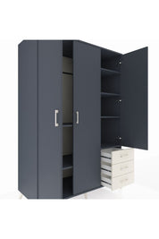 Kronos Dolap 6 Raflı 3 Çekmeceli Tek Askılı 132x59x195 Antrasit-Antrasit/Aytaşı
