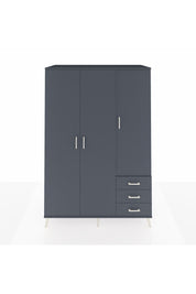 Kronos Dolap 6 Raflı 3 Çekmeceli Tek Askılı 132x59x195 Antrasit-Antrasit/Antrasit